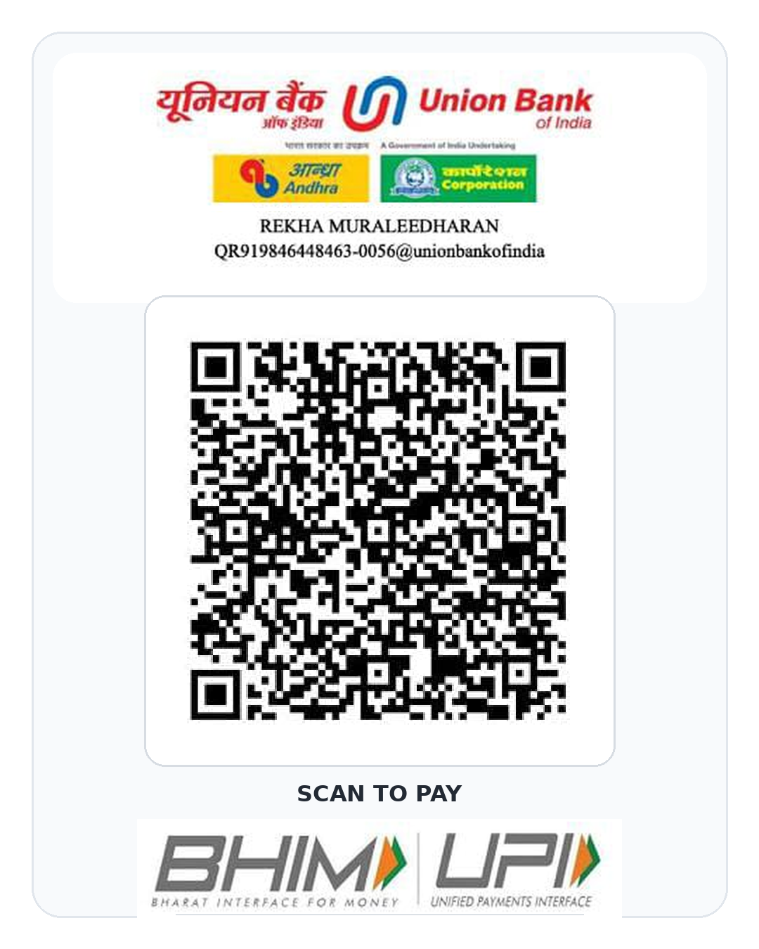 Villa Muraleevaram payment QR code